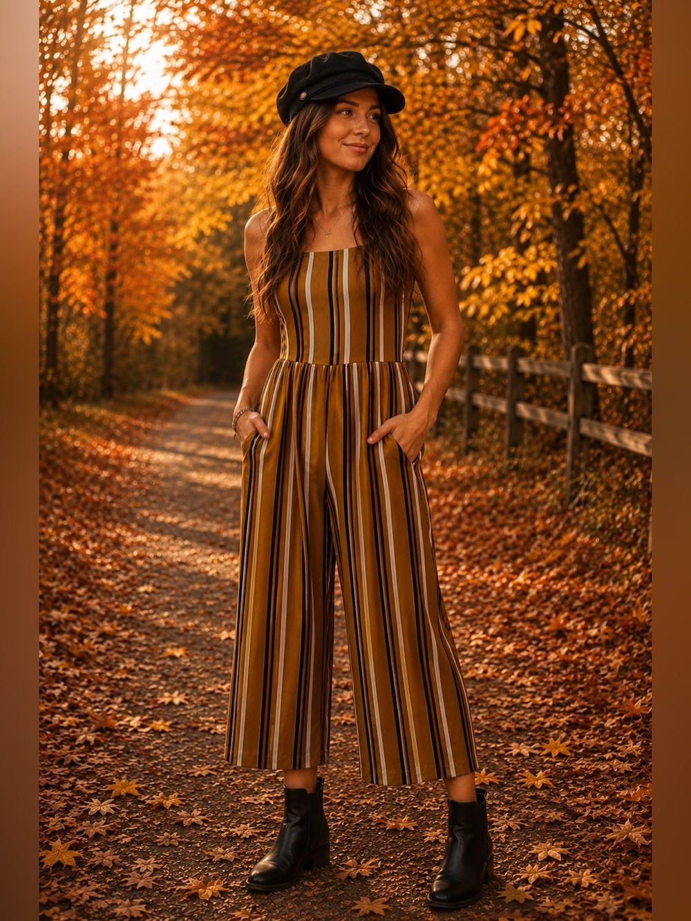 Striped Mustard Maxi Jumpsuit